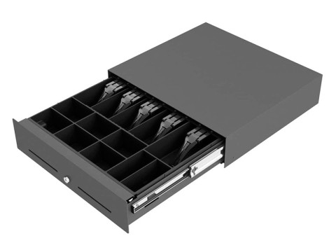 E3000 - Kassenlade, Frontöffnung, 5 Banknotenfächer, 8 Münzschalen, USB, grau